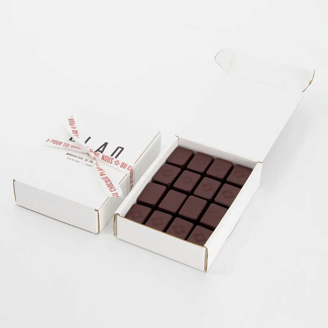 PLAQ Bonbons Chocolat Noir Caramel Vanille Boîte 16