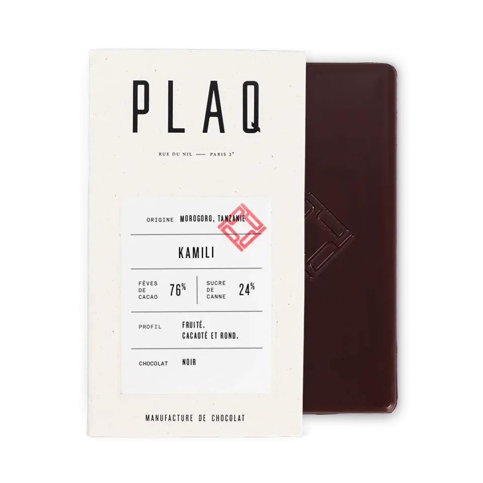 PLAQ Kamili 76% tablette chocolat noir biscuit