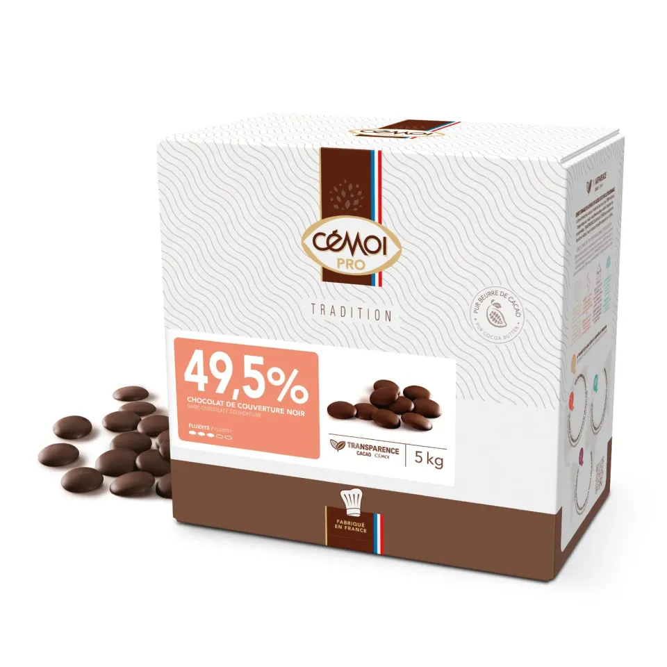 Cémoi Tradition 49,5% palets chocolat noir 5 kg pur beurre cacao