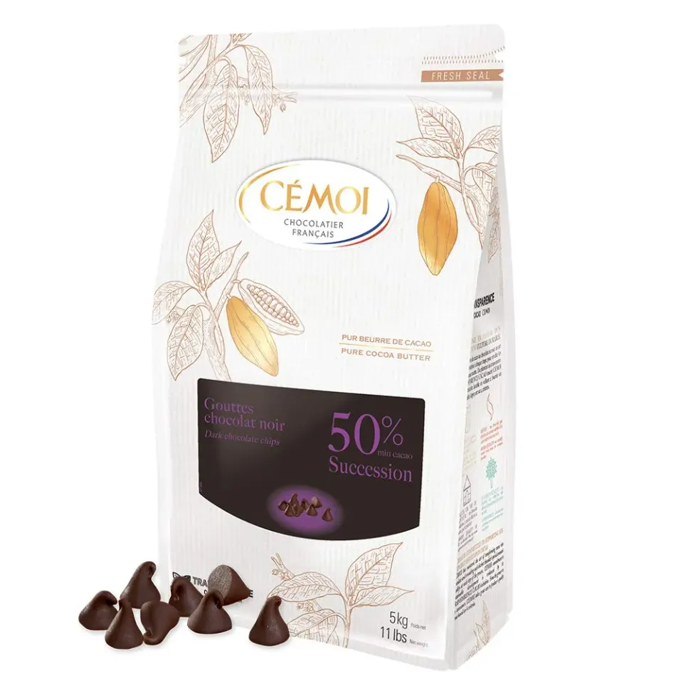 Cémoi Succession 50% chocolat couverture noir gouttes 5 kg