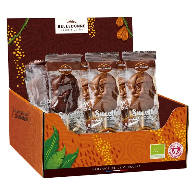 Belledonne Père Noël Bio Sucette Présentoir 50 Chocolat