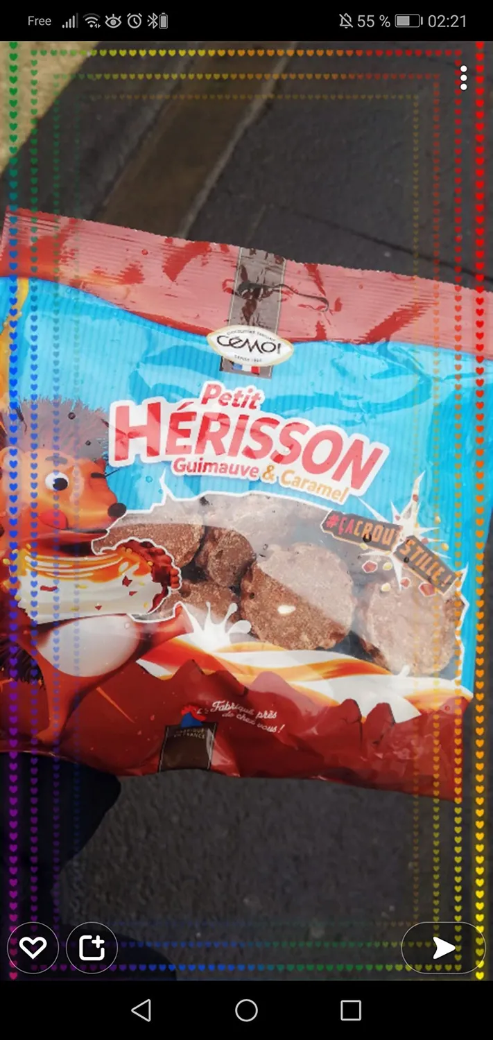 Cémoi Petit Hérisson guimauve caramel lait 180 g croustillant