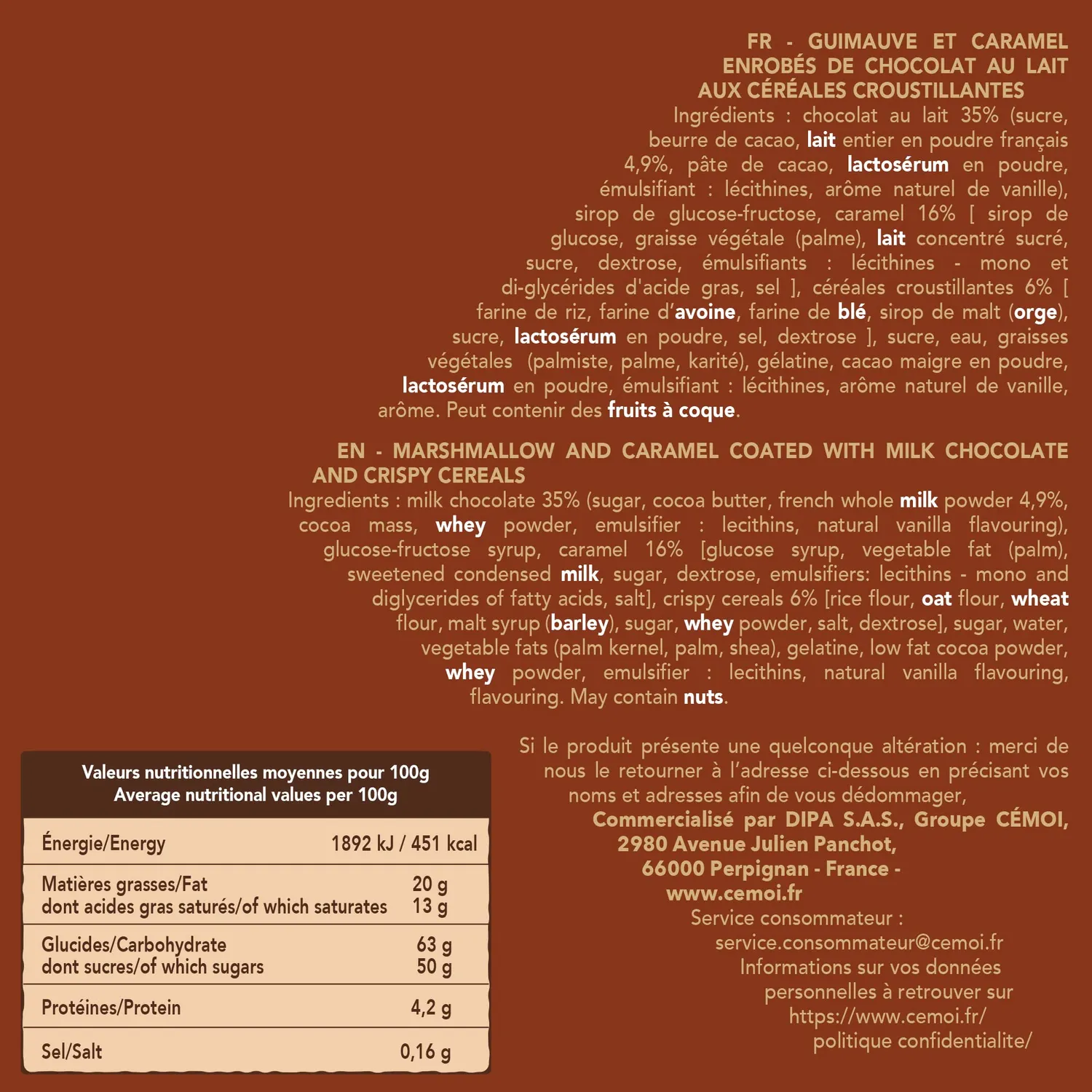 Cémoi Petit Hérisson guimauve lait caramel 144 pièces 1,625 kg