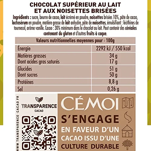 Cémoi Tablette Dégustation Lait Noisettes tablette 100 g croquant