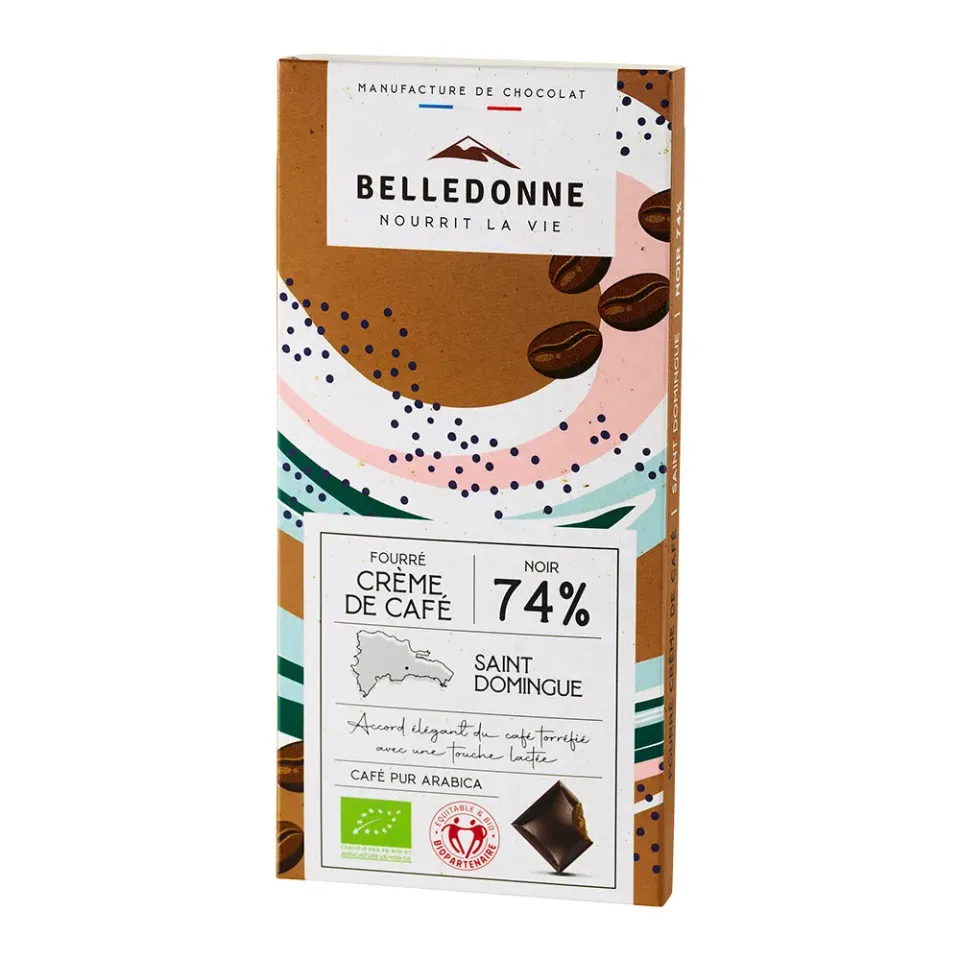 Belledonne Tablette noir 74% café fourrée 80 g