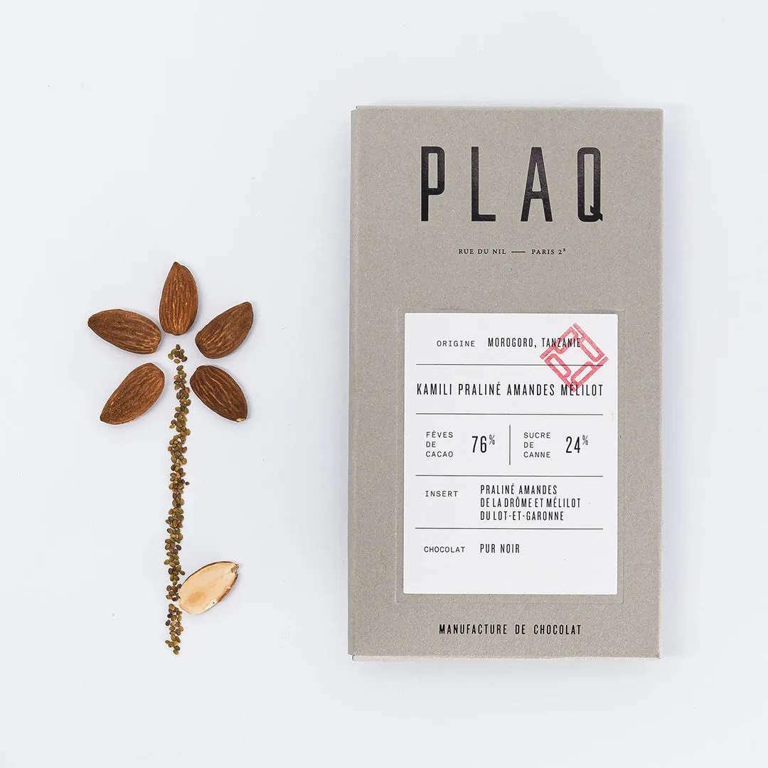 PLAQ Kamili Tablette Chocolat Noir Praliné Amandes