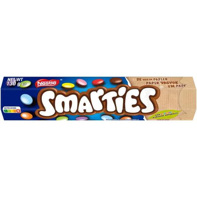 Smarties Tube géant bonbons chocolat au lait 130g huit couleurs