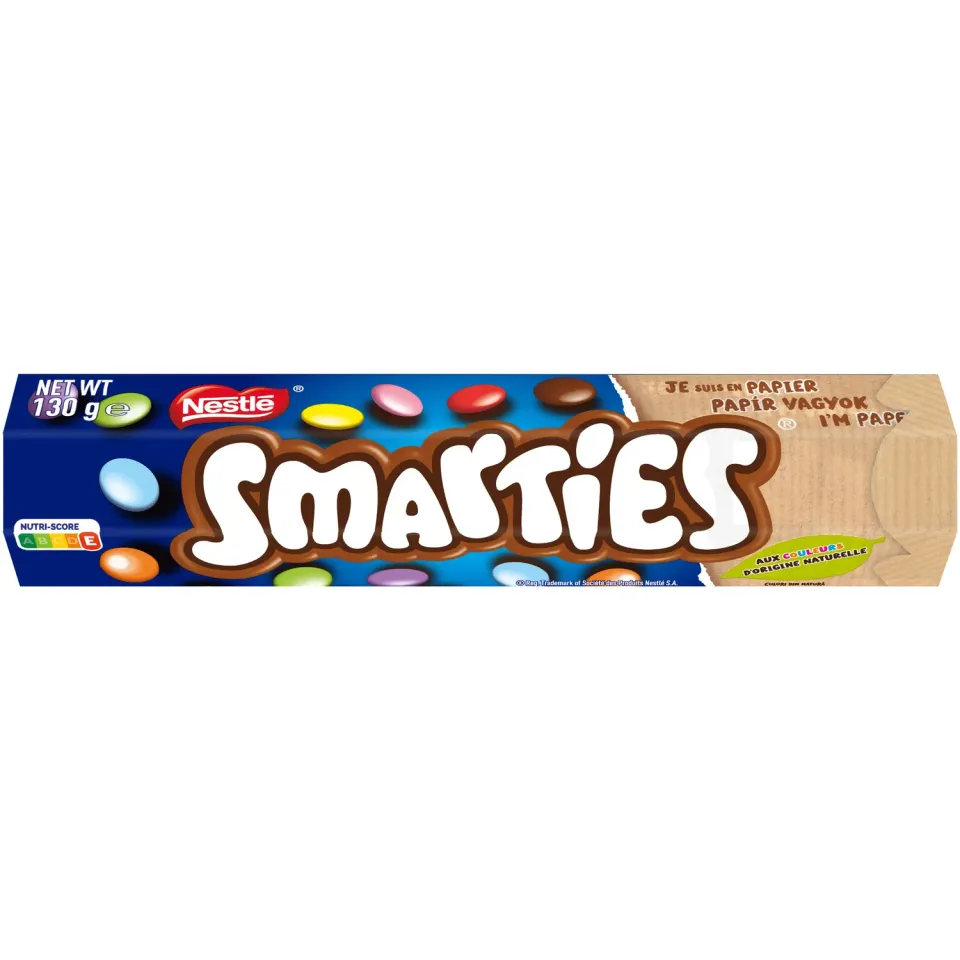Smarties Tube géant bonbons chocolat au lait 130g huit couleurs