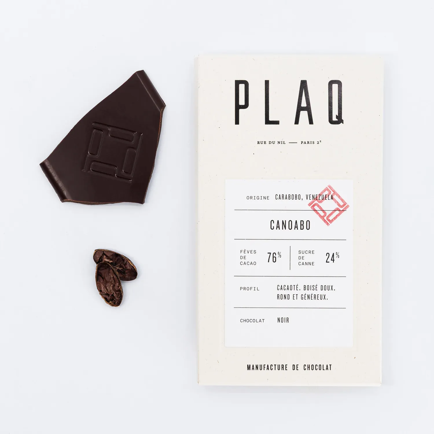 PLAQ Noir Canoabo 76% tablette caramel