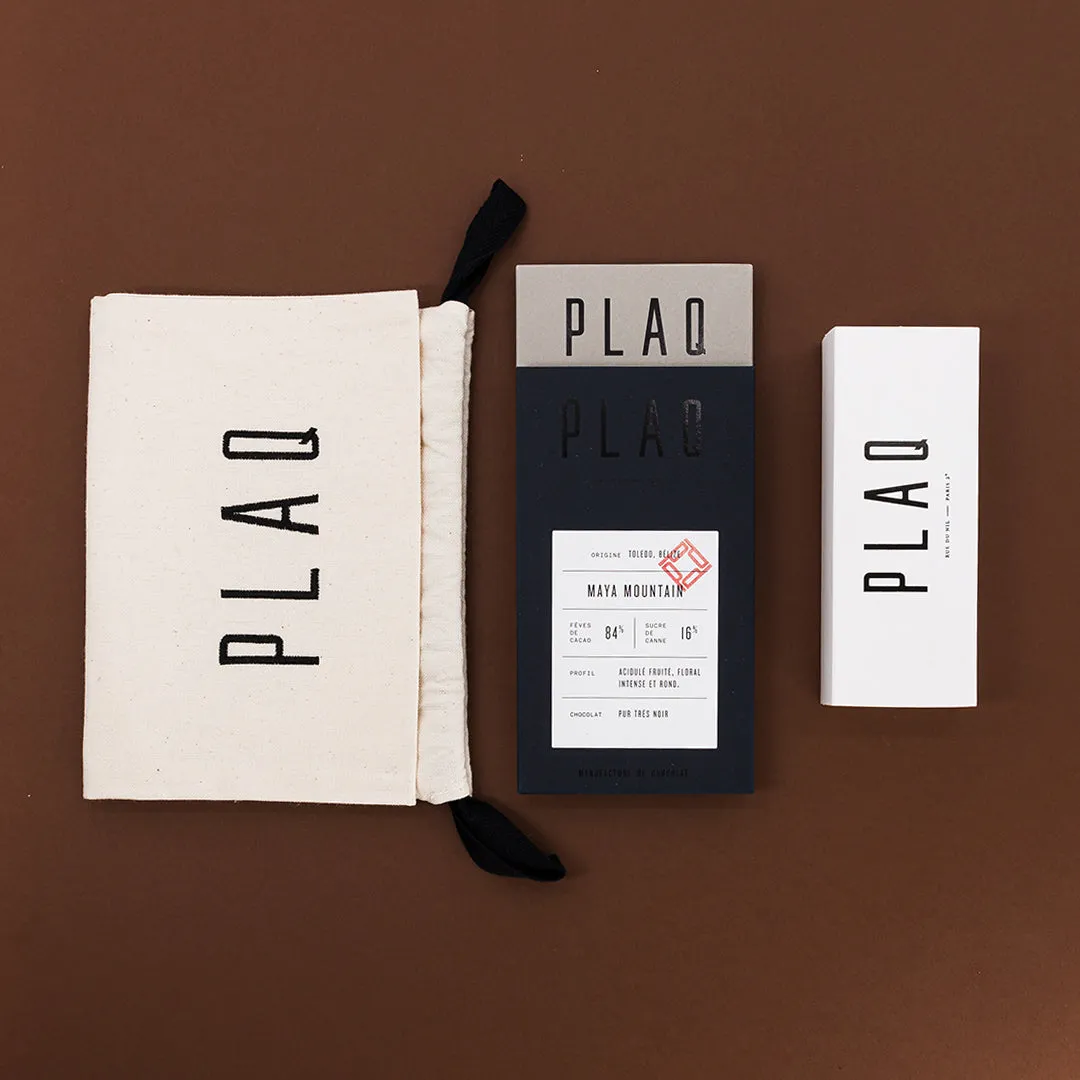 PLAQ Pur pochon brodé chocolat noir