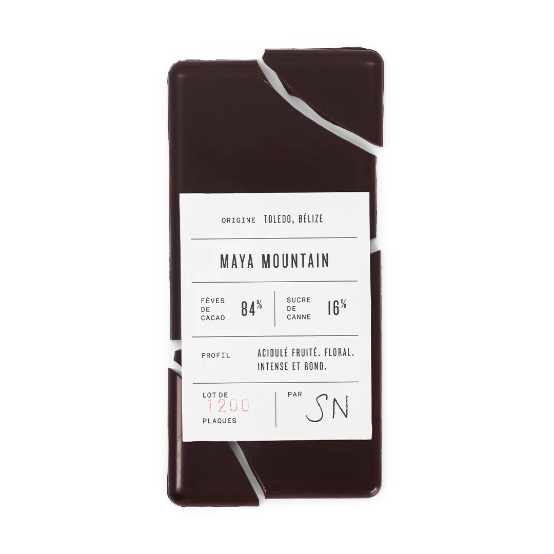 PLAQ Très Noir Tablette Chocolat 84% Maya Mountain