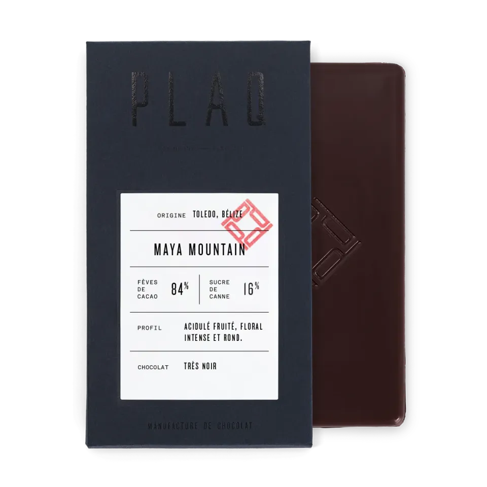 PLAQ Très Noir Tablette Chocolat 84% Maya Mountain