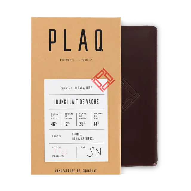 Plaq Idukki 46% tablette chocolat au lait douce
