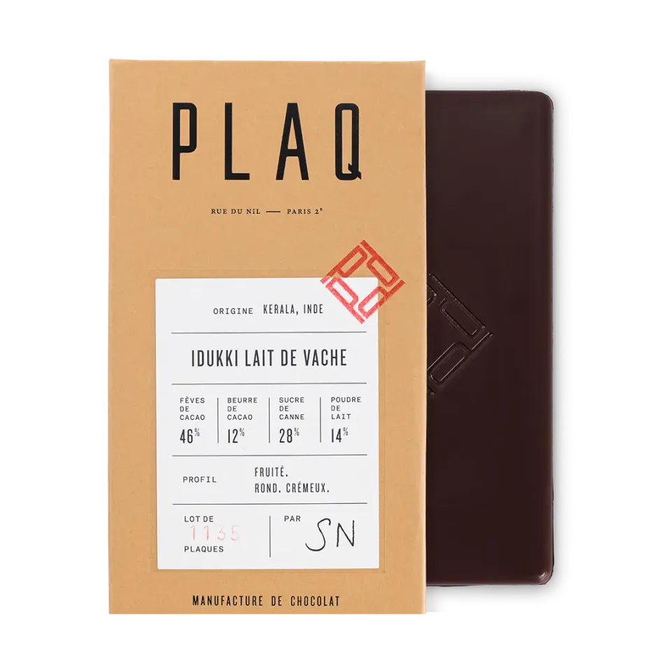 Plaq Idukki 46% tablette chocolat au lait douce