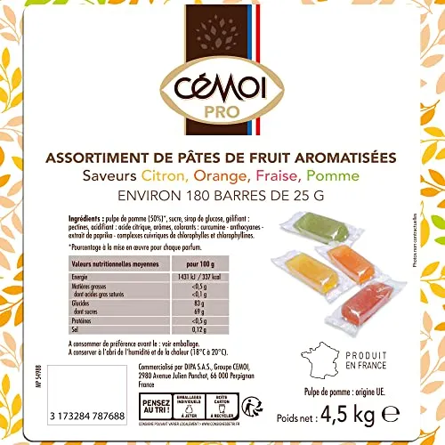 Cémoi Pâtes de Fruits 4 parfums confiserie 4,5 kg distributeur