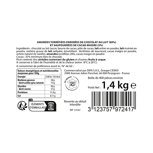 Cémoi Amandinas Amandes Chocolat au Lait 1,4 kg Cacaoté