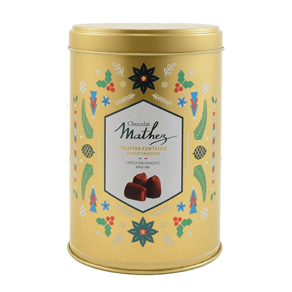 Mathez Christmas boîte métal truffes fantaisie 500g cacao