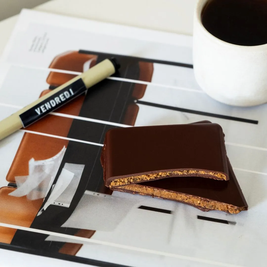 Plaq Kamili praliné café tablette chocolat noir 76%