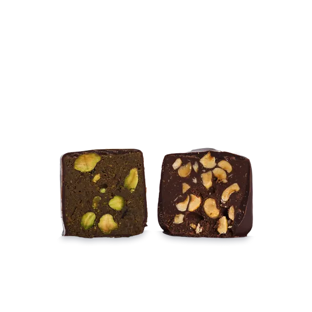PLAQ 4 rochers noir praliné noisettes pistaches