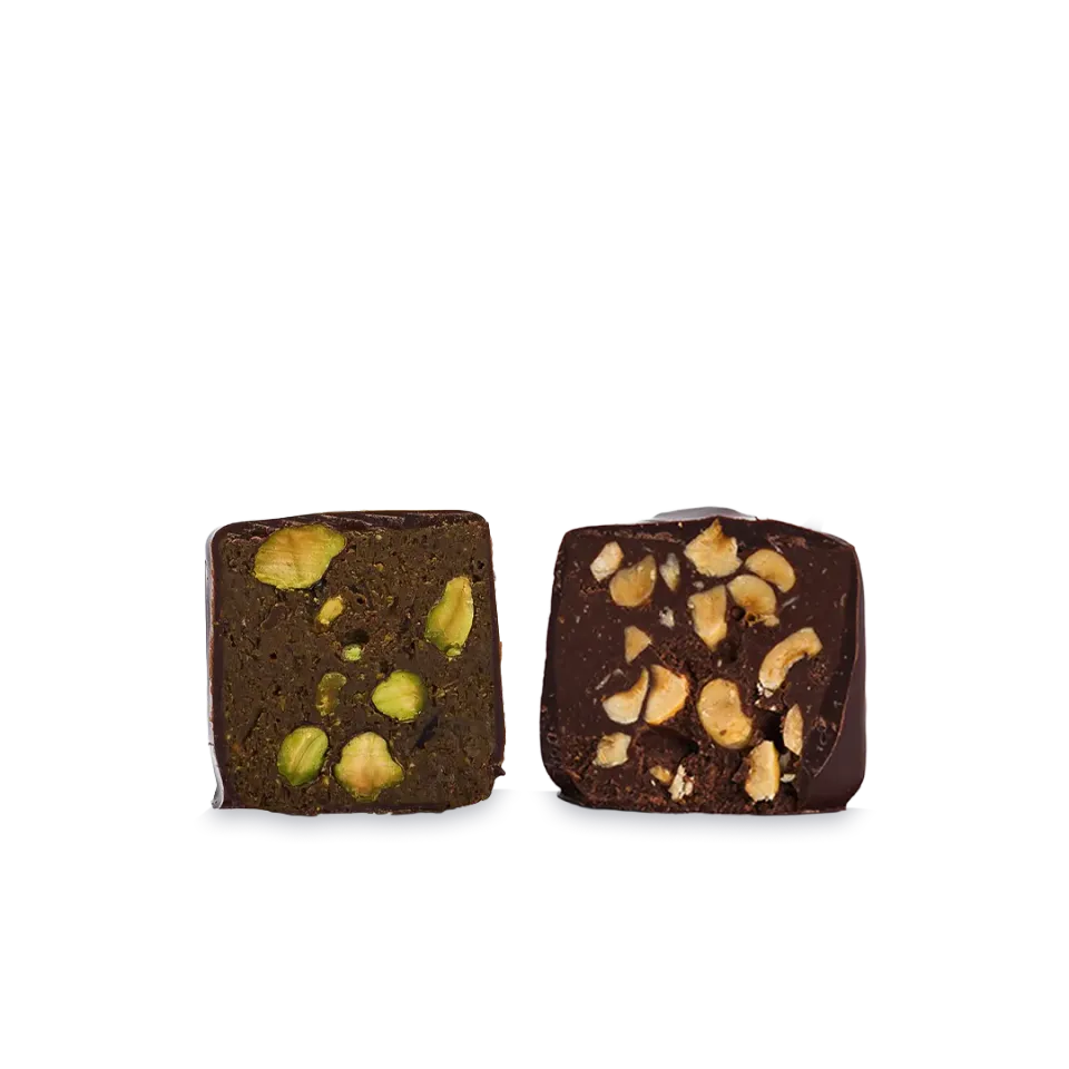 PLAQ 4 rochers noir praliné noisettes pistaches