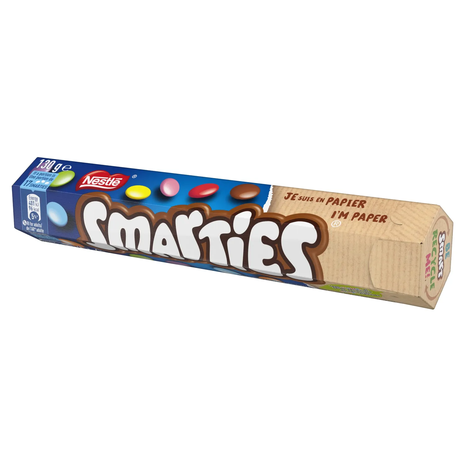 Smarties Tube géant bonbons chocolat au lait 130g huit couleurs