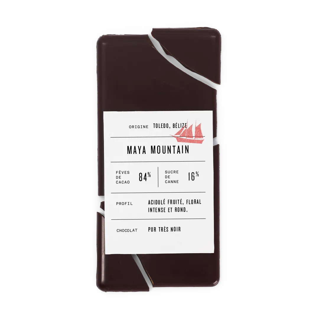 Plaq Maya Mountain 84% tablette chocolat noir voilier