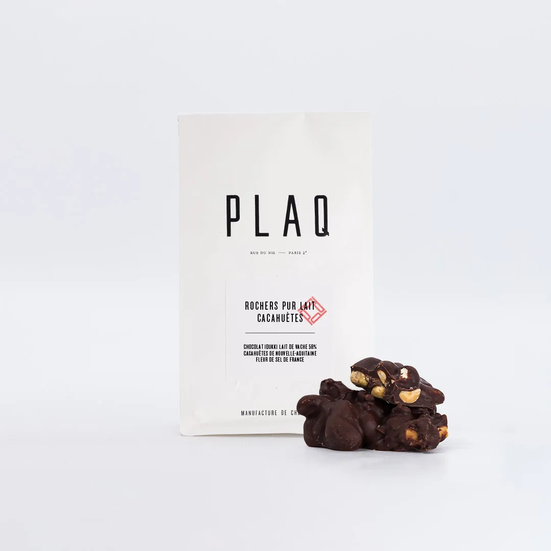 Plaq rochers lait cacahuètes chocolat Idukki 58%