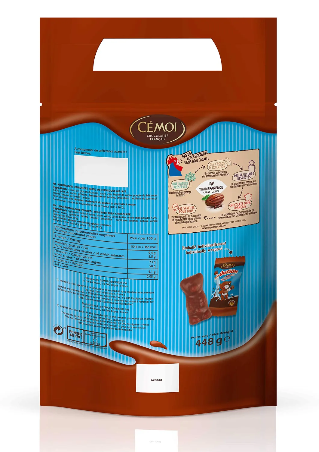 Cémoi Petit Ourson Guimauve Chocolat Lait 488 g
