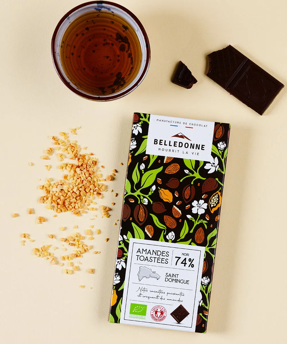 Belledonne Noir 74% Amandes tablette chocolat bio 100 g