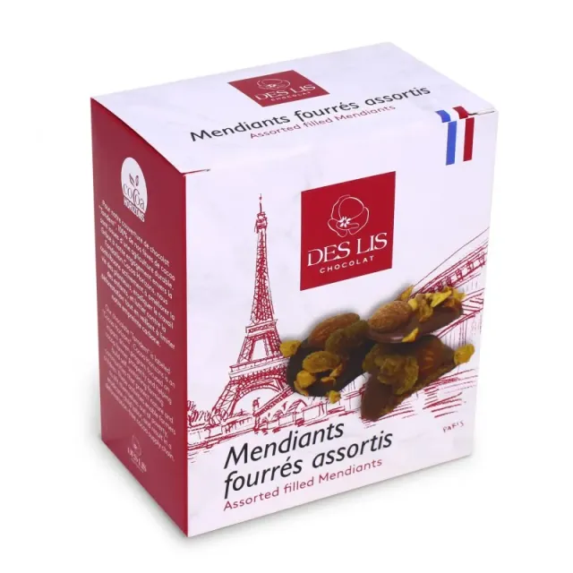 Des Lis Chocolat mendiants fourrés assortis étui cube 150g