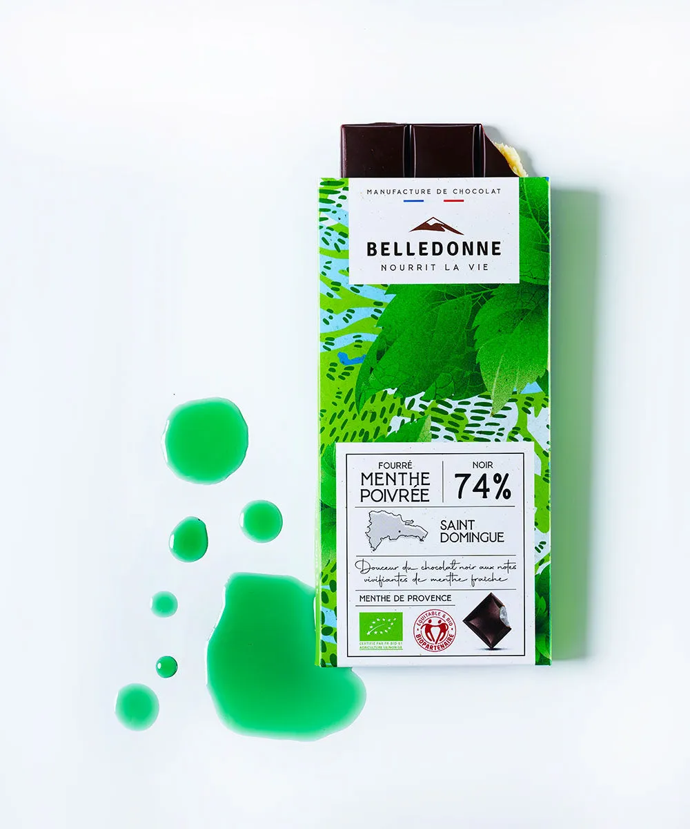 Belledonne Fourrée Chocolat Noir 74% Tablette 80 g Menthe