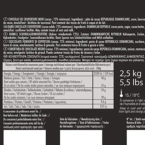 Cémoi Empreinte chocolat couverture noir 2,5kg 72%
