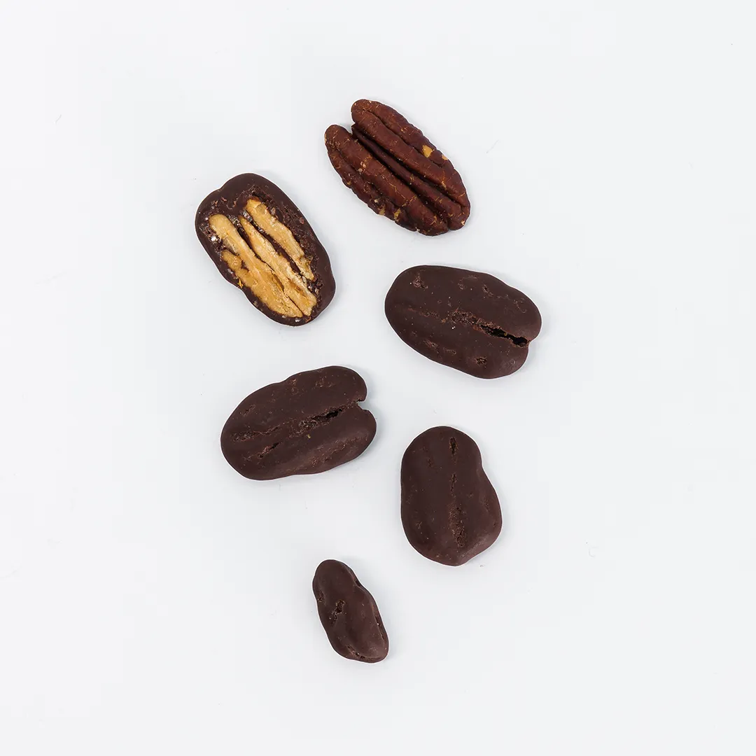 PLAQ Noix pécan caramélisées chocolat lait biscuité