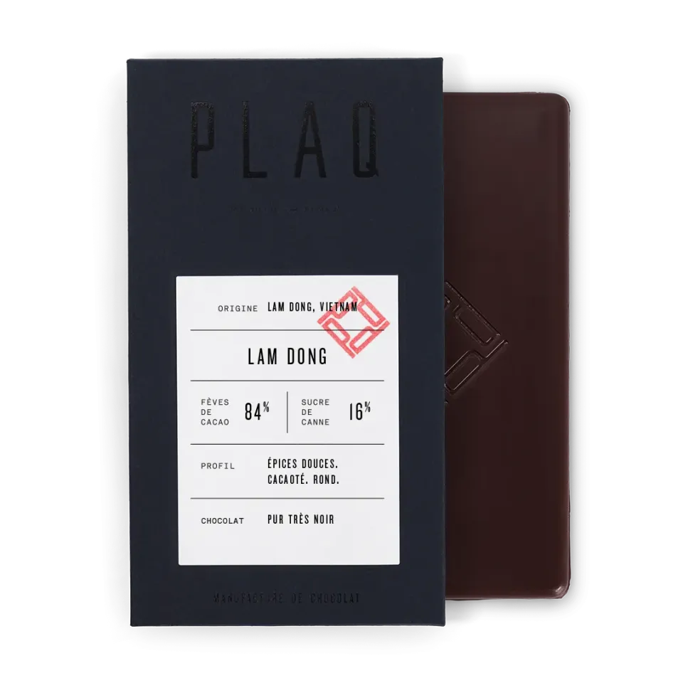 Plaq Lam Dong 84% tablette chocolat noir Vietnam