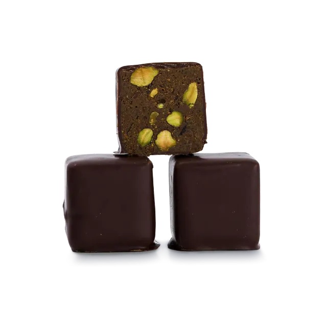 Plaq Rocher Noir Praliné Pistaches rocher chocolat