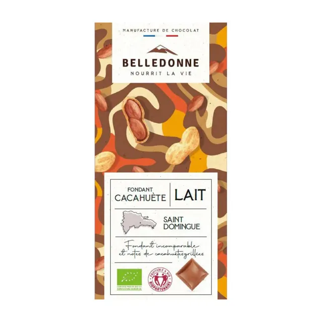 Belledonne tablette chocolat lait cacahuète 80 g bio
