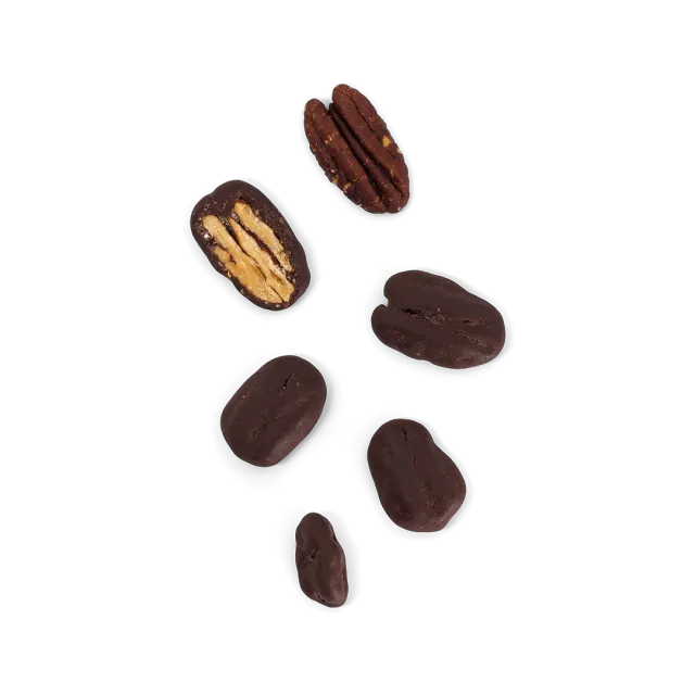 PLAQ Noix pécan caramélisées chocolat lait biscuité
