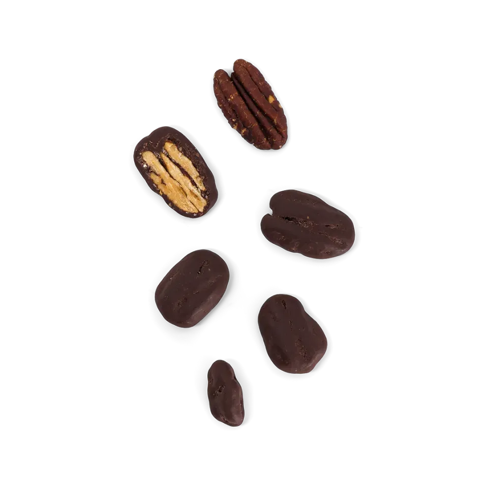 PLAQ Noix pécan caramélisées chocolat lait biscuité