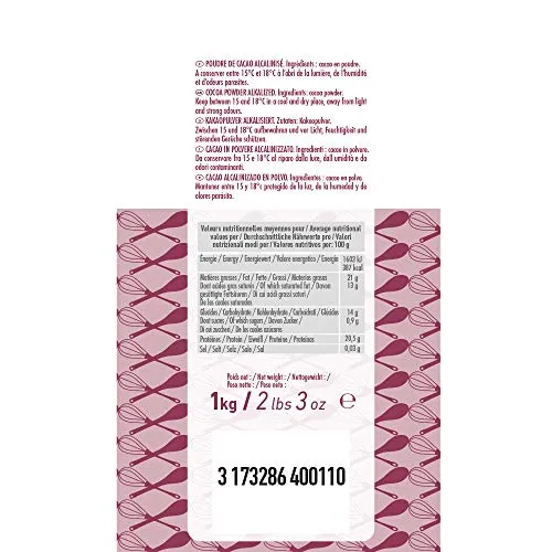 Cémoi Poudre de cacao 1 kg pâtisserie intense
