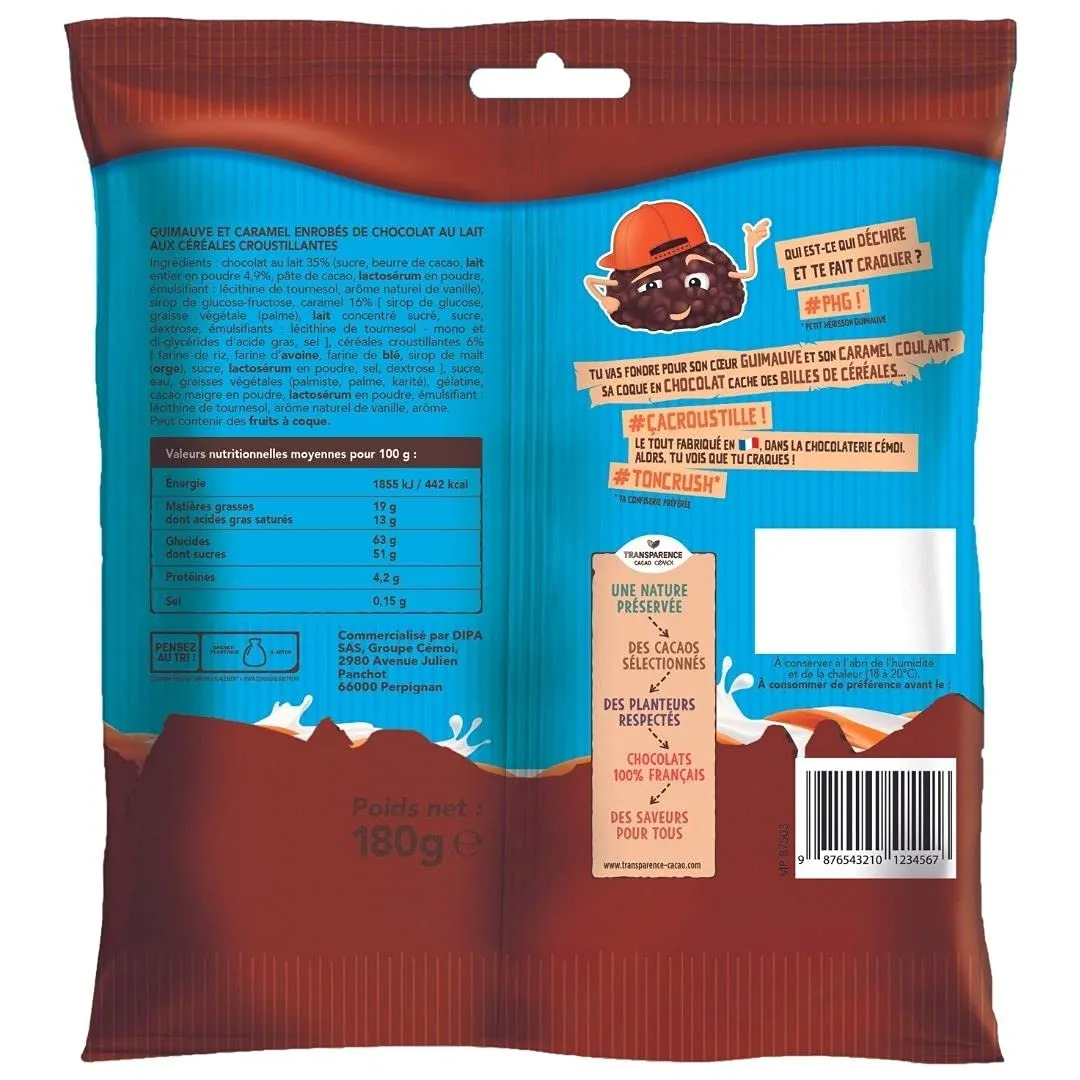 Cémoi Petit Hérisson guimauve caramel lait 180 g croustillant
