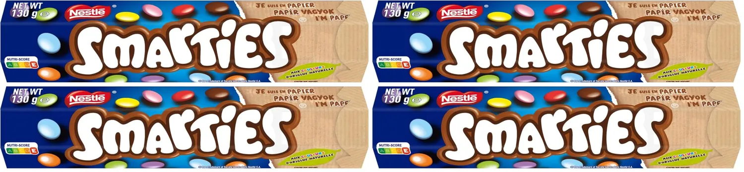 Smarties Tube géant bonbons chocolat au lait 130g huit couleurs