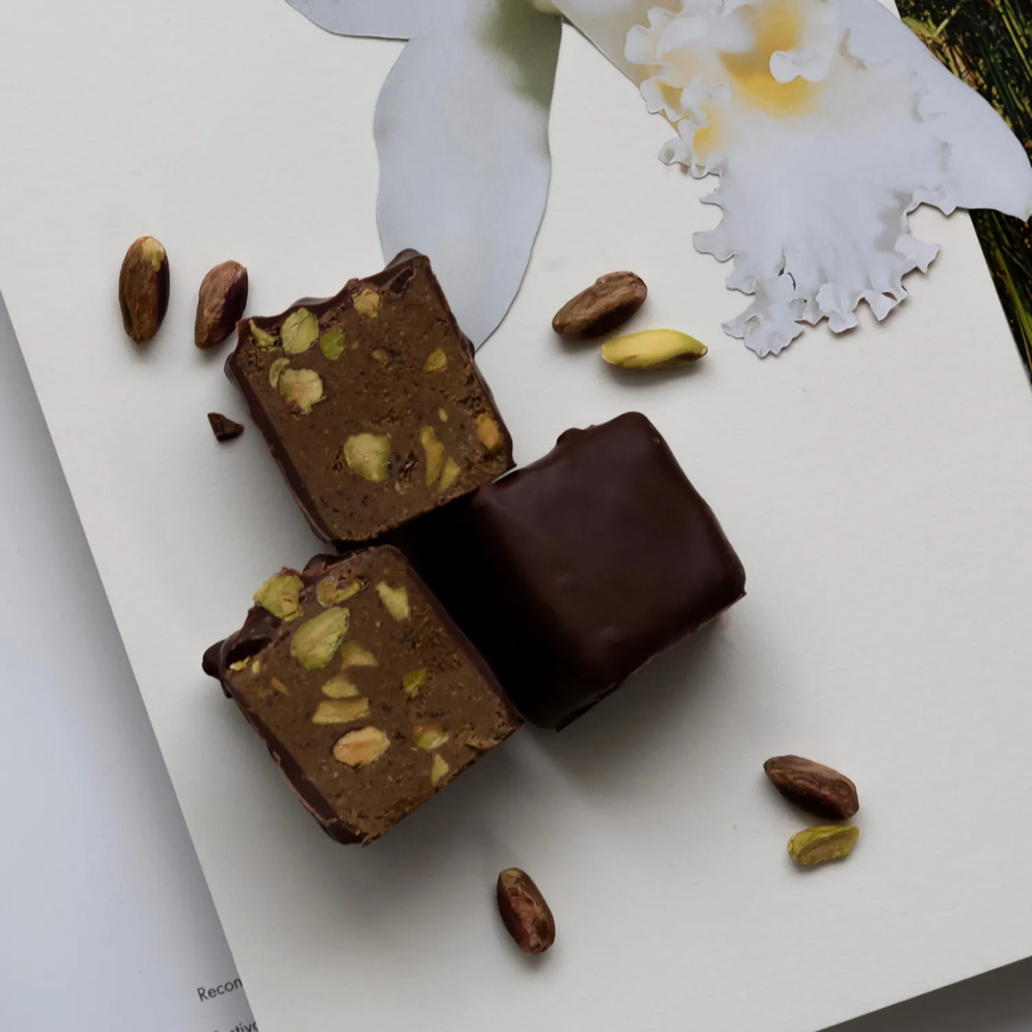 Plaq Rocher Noir Praliné Pistaches rocher chocolat