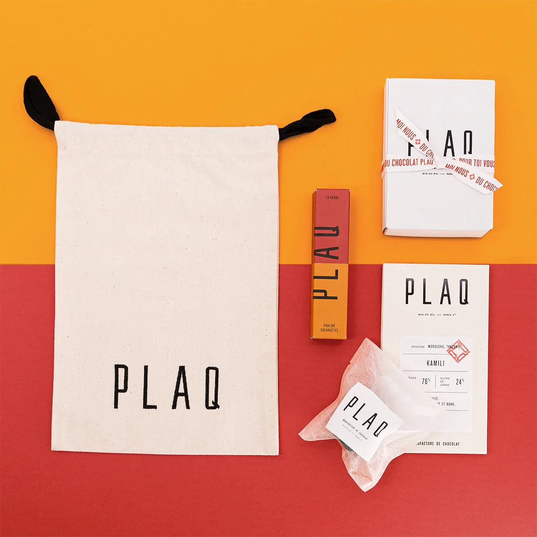Plaq Pochon Brodé Festif coffret chocolats assortis