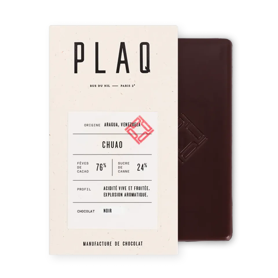 Plaq Noir Chuao 76% tablette chocolat noir fruité