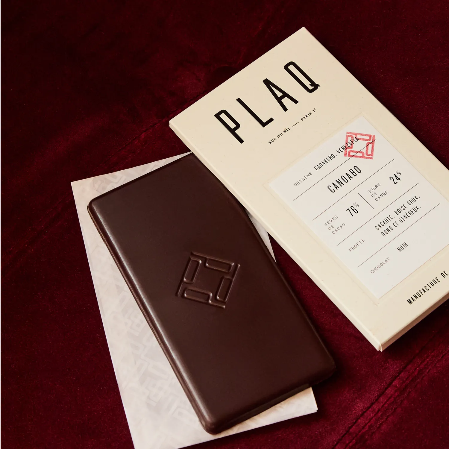 PLAQ Noir Canoabo 76% tablette caramel