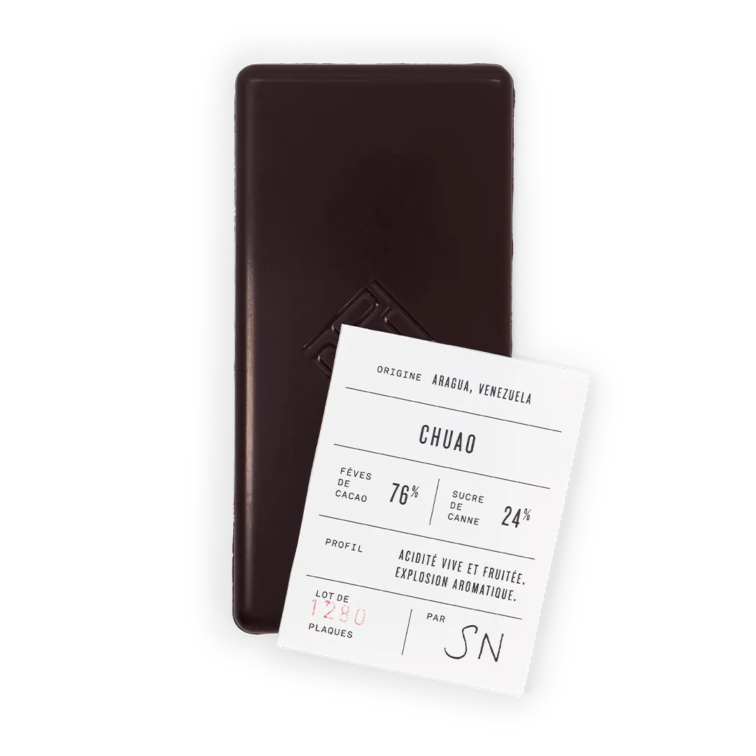 Plaq Noir Chuao 76% tablette chocolat noir fruité