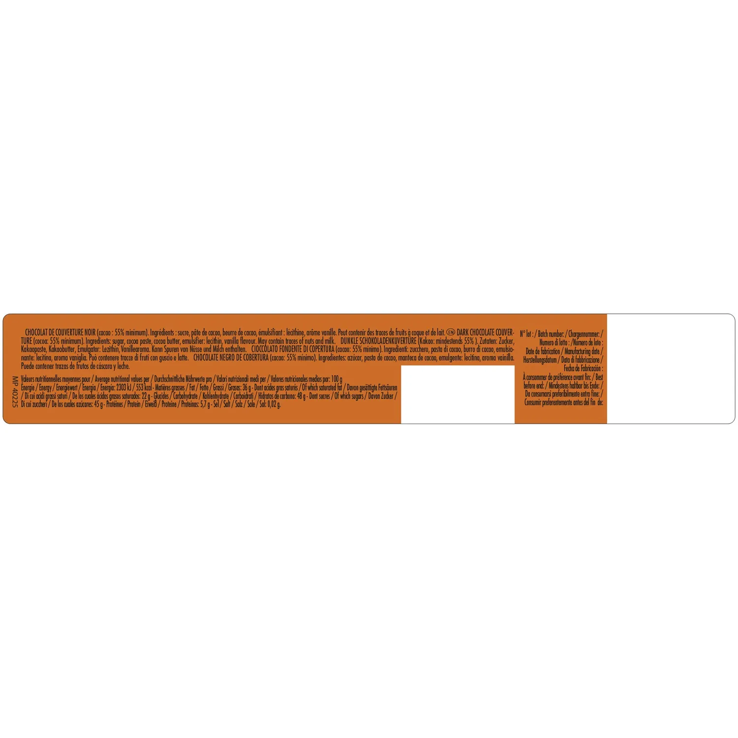 Cémoi Tradition 55% chocolat couverture noir 2,5 kg