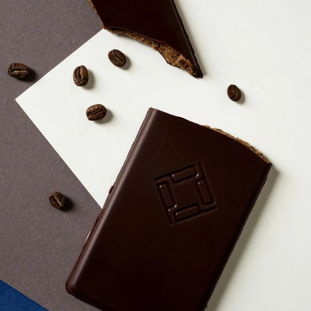 Plaq Kamili praliné café tablette chocolat noir 76%