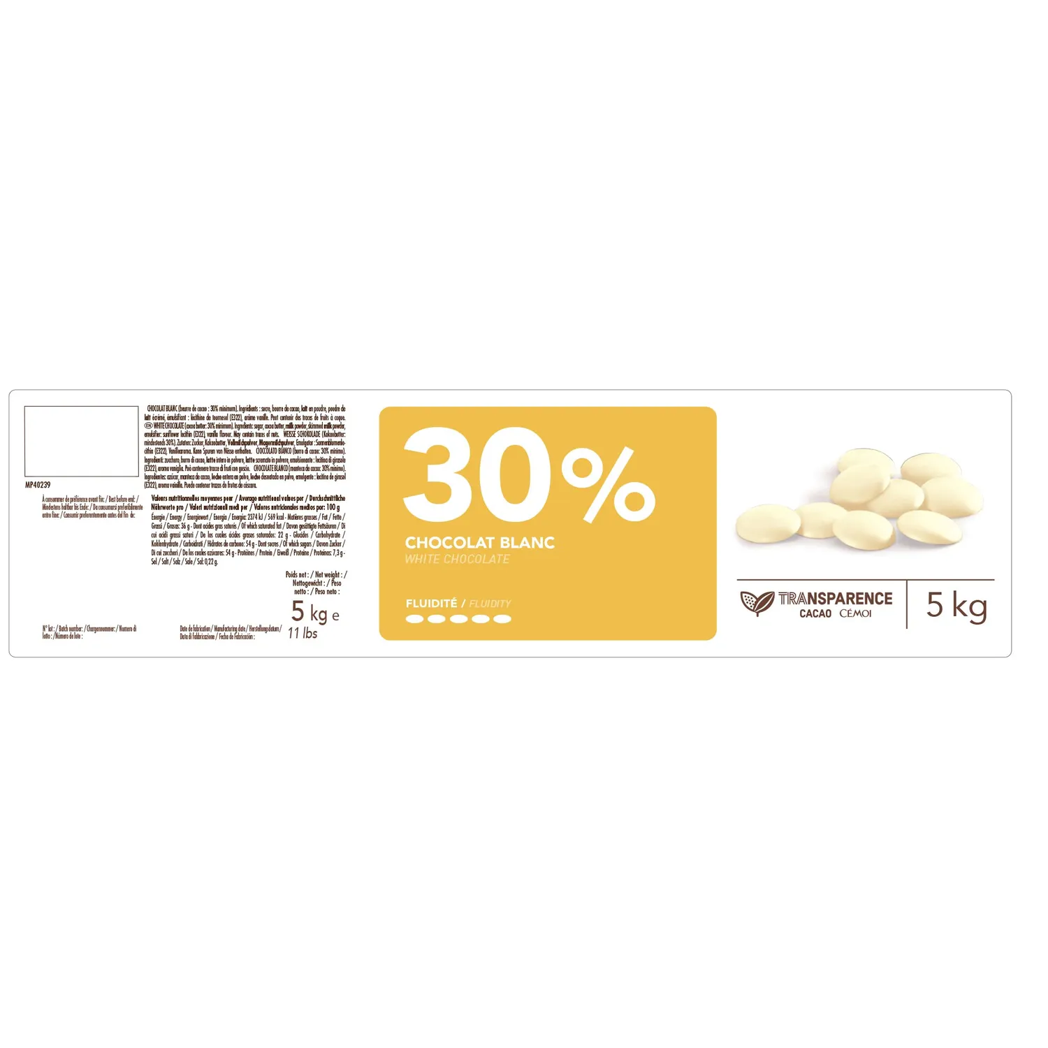 Cémoi Tradition Palets Couverture Blanc 30% 5 kg