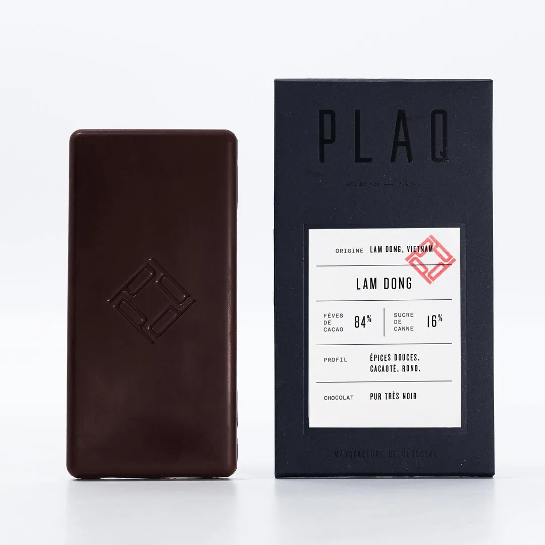 Plaq Lam Dong 84% tablette chocolat noir Vietnam